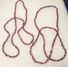 Two 36" Strands Polished Amethyst Stone Beads