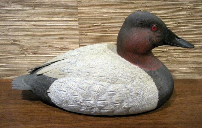 Hand Carved Canvasback Drake Duck Decoy Hill