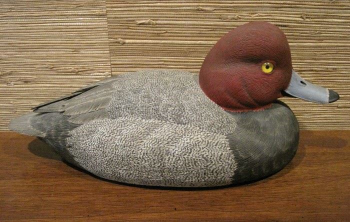 Hand Carved Redhead Drake Duck Decoy Hill