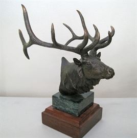 1987 Bronze Sculpture Elk Head Study William Davis	