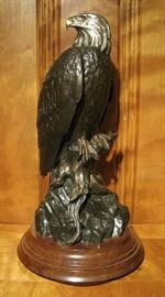 18" Bronze Sculpture Eagle on Branch Mike Curtis