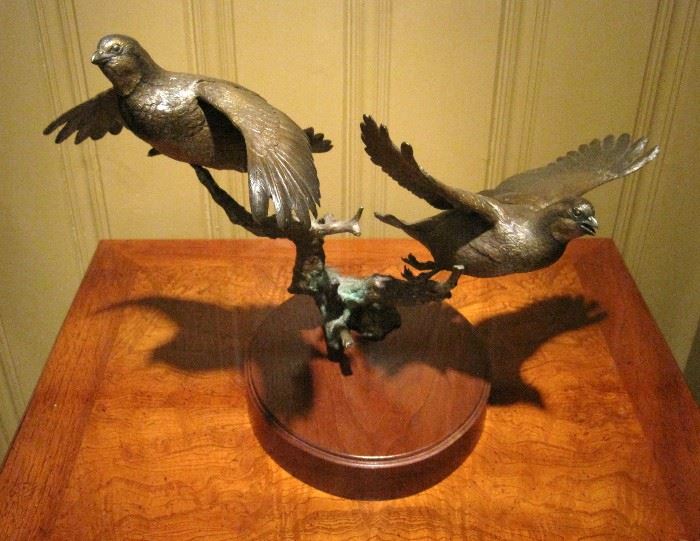 Bronze Sculpture Pair Bobwhite Quail William Davis	