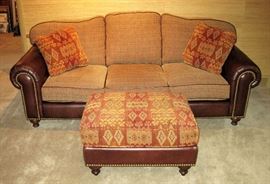 88" Drexel High Quality Leather Couch & Ottoman