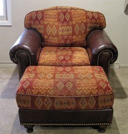 Drexel High Quality Leather Chair & Ottoman	