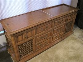 1960s Mid Century Magnavox Console Stereo			
Magnavox Imperial Mediterranean Model 1-ST691 Hi Fi Console Stereo from the 1960s, works great and still has its 45rpm adaptor. 66" long, 19" deep, and 29" tall.