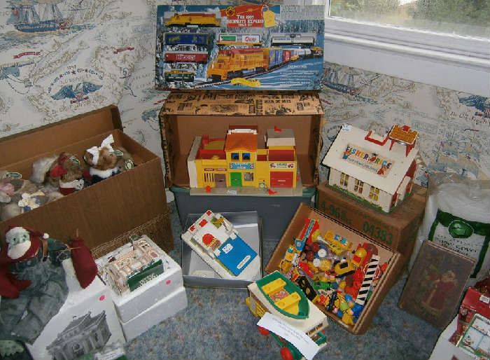Vintage Fisher Price toys and Bearington Bears, Christmas Village and more!