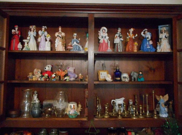 Avon Collectible Figurines - Mrs. P.F.E. Albees, old brass candlestick holders and more!  Asking $10 for Mrs. Albee or make an offer on the entire lot!