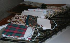 LINENS! Tablecloths - some vintage, some newer - lots of sizes, prices start at $3!