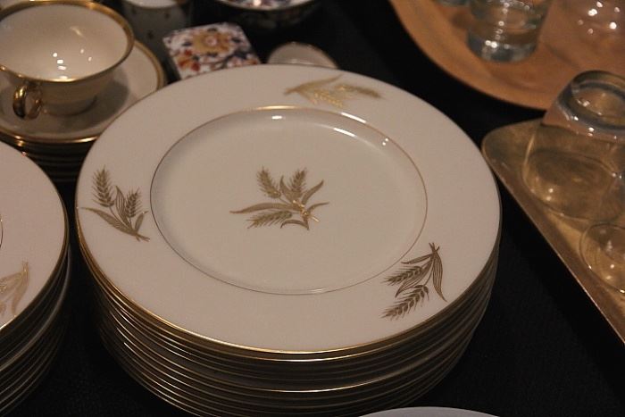 Lenox Harvest plates with Lenox Tuxedo cups and saucers