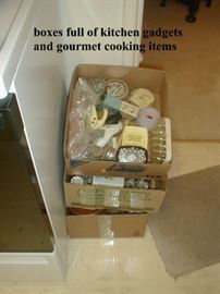 boxes full of kitchen gadgets 