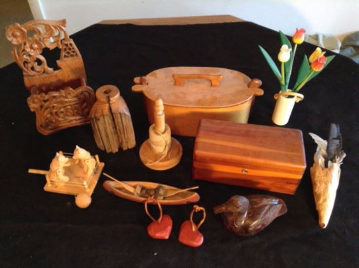 Wood boxes and other items
