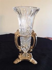 Glass and metal vase