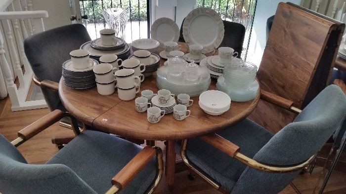 Vintage dining set.  China, stoneware and glass.