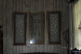 framed oriental silk
