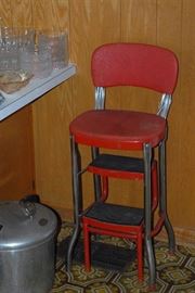 vintage red kitchen step stool