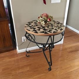wrought iron mosaic top entry way table