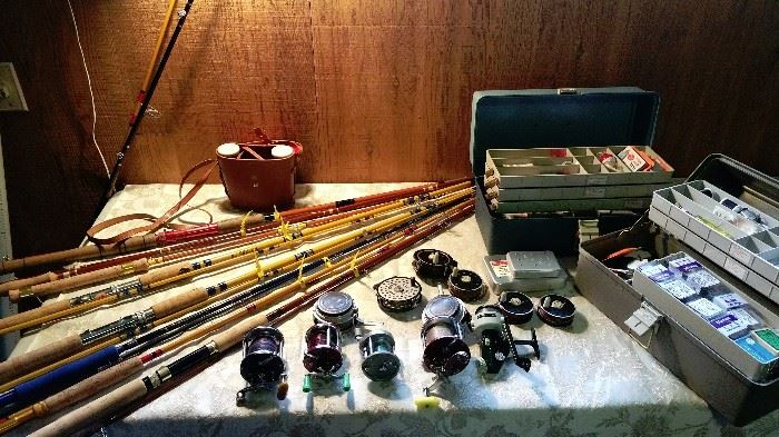 Fishing equipment - trout, salmon -0 fly fishing and spinning rods and reels