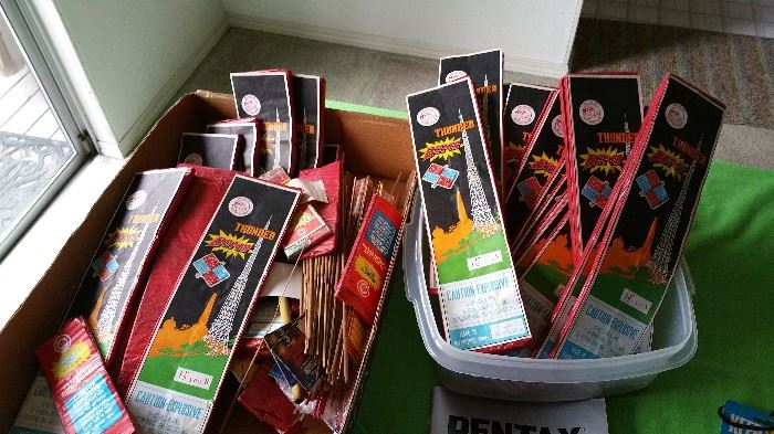 vintage firecrackers with art labels