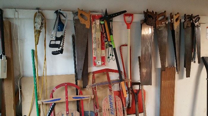 hand saws and sleds for decor