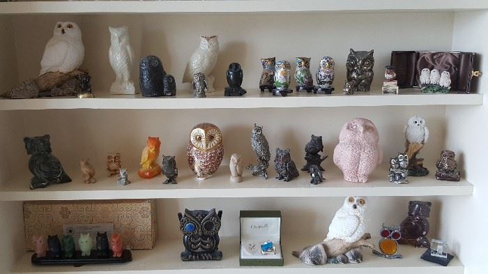 Belleek Ireland Owl, Wolf Sculpture made in Canada, Lenox Owl, Kirk Pewter Owl, Owl Thimble, Etc