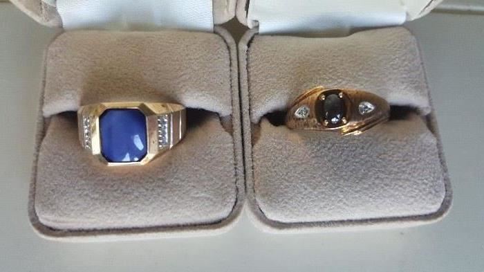Black Opal 10K Gold Ring, Blue Gemstone 10K Ring