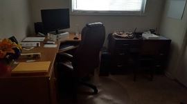 Corner desk with file cabinet - $50     Small desk  $50