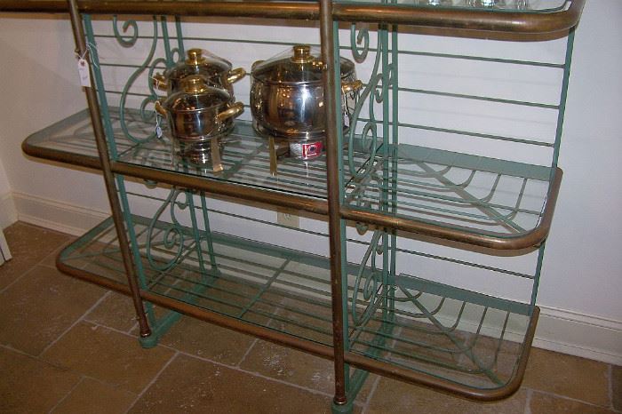 Very nice set of stainless chafing dishes with brass handles/knobs.