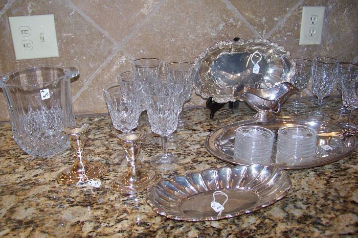 A large selection of crystal and silverplate -