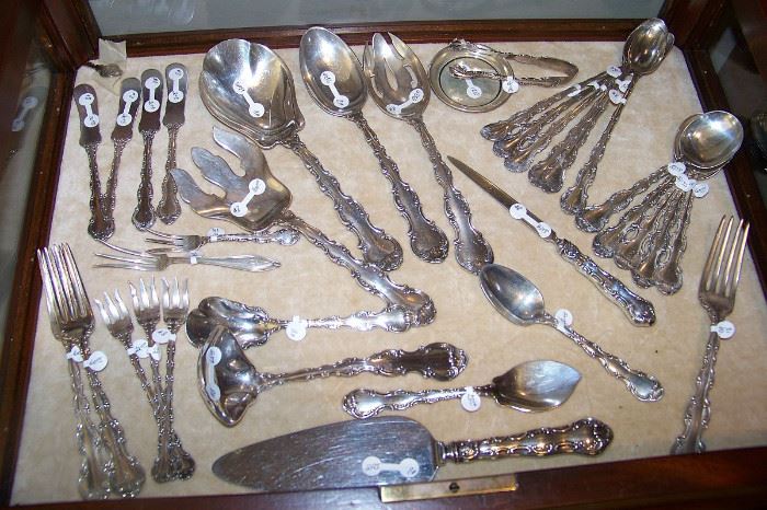 Sterling silver - Strasbourg pattern - serving pieces, extra forks, ice tea spoons, cream soup spoons, etc.