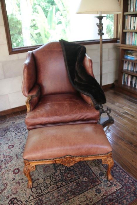 Chair 32" W x 32"D x 50" H  ; Ottoman 34"Wx16"D