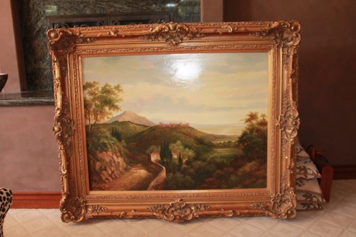 Gold framed oil painting