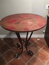 Tall iron and metal table ; 36" round x 41 1/2"H