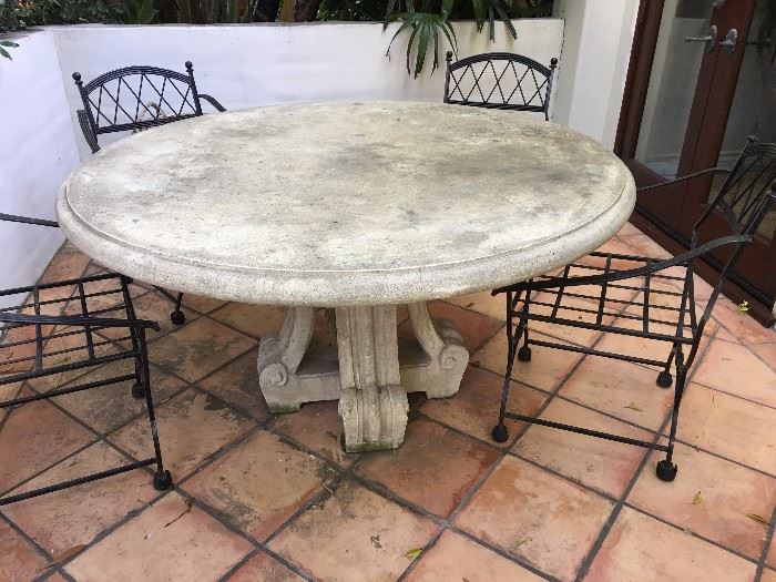 64" round stone outdoor table