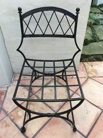 Armless outdoor iron chair (2)                                         24 3/4"x 341/4" total H x 171/4"  seat H x 19 1/4" D 