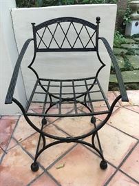 Iron chair with arms (4)                                                        24 1/4"W x 35 3/4" Total H x 17 1/4" Seat H x 19 1/2"D