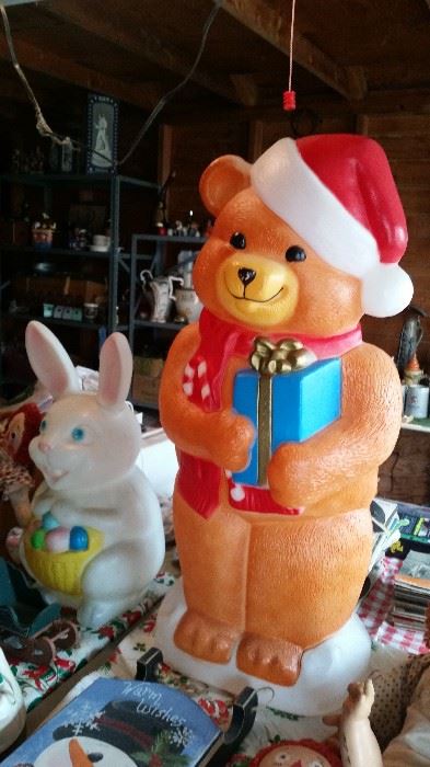 Lighted Christmas Bear & Easter Rabbit