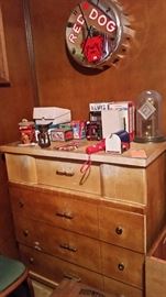 Large Mid-Century Low boy Dresser & Mirror, High boy Dresser, Full Bed & Mattress (matching set)