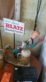 Vintage Blatz Beer Man on Skates, so next time you get into a Bottle Neck just grab a BLATZ.