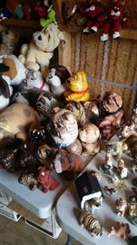 DOGS, DOGS & MORE DOGS!!!! Ceramic & Stuffed, Sleepy Dog, Mad Dog, and the Drowsy Leave me alone Dog, all Sizes and Dispositions.