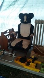 O-GEE???? A PANDA BEAR ROCKER, just the right size for your little Tike.  And a hand full of Sprinklers, Magazine Rack and an Oil Space Heater to boot.