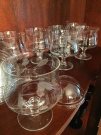 Etched stems with glass cups