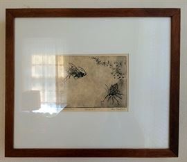 Original Etching Entitled "Wasp #4" signed by Lee Wallas (American Visual Artist)