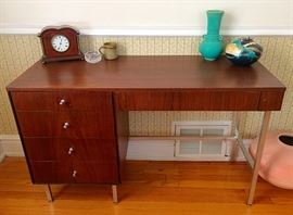 Mid C Mod Desk by John Stuart Inc., Waterford Ashtray & Pottery