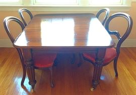 Gorgeous Semi-Antique Dining Room Table with Casters & Six Balloon Back Chairs