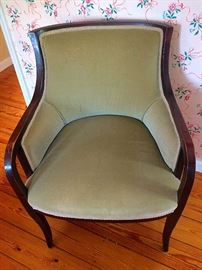 Vintage Mid C Olive Green Velvet Armchair