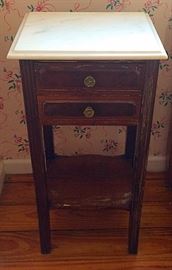 Antique French Country Marble Top Occasional Table / Night Stand