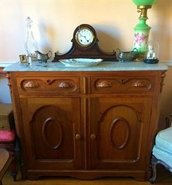 Gorgeous Antique Victorian Walnut Chest with Marble Top