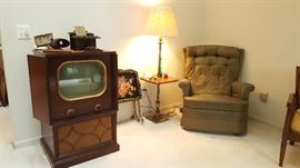 Vintage Sentinel television, vintage Lay-Z-Boy recliner