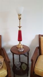 Ruby Red glass and brass lamp