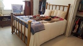 Full size brass bed frame with mattress
